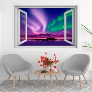 Vinilos ventanas 3d aurora boreal
