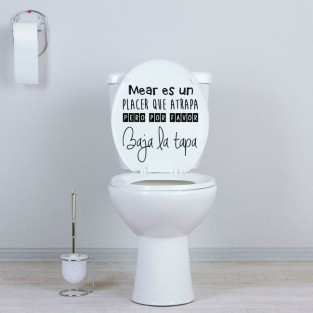 Vinilos decorativos aseos y baños texto baja la tapa