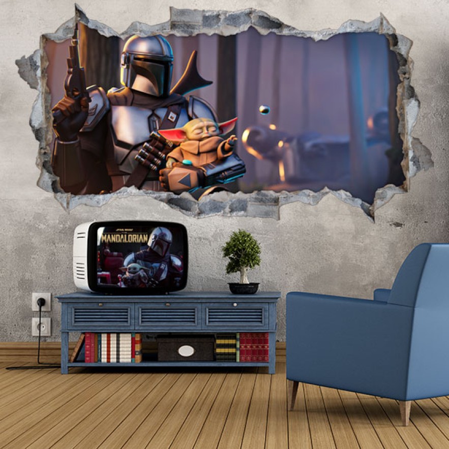 Vinilos y pegatinas 3d the mandalorian videojuego fortnite