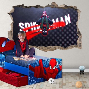 Vinilos y pegatinas agujero 3d miles morales spider man Vinilos y pegatinas agujero 3d miles morales spider man