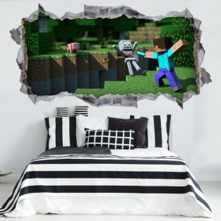 Vinilos y pegatinas agujero 3d videojuego minecraft Vinilos y pegatinas agujero 3d videojuego minecraft
