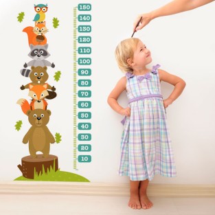Vinilos dibujos animales medidor de estatura infantil (medida: 75 x 165 cm)