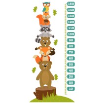 Vinilos dibujos animales medidor de estatura infantil (medida: 75 x 165 cm)