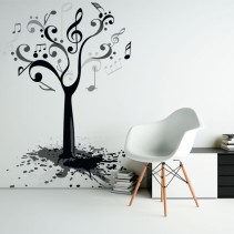 Vinilos y pegatinas árbol con notas de música