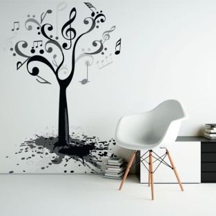 Vinilos y pegatinas árbol con notas de música