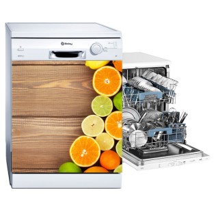 Vinilos para decorar electrodomésticos lavavajillas frutas fondo madera
