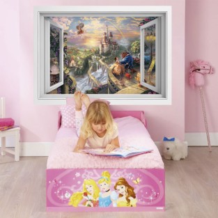 Vinilos disney ventana 3d la bella y la bestia Vinilos disney ventana 3d la bella y la bestia