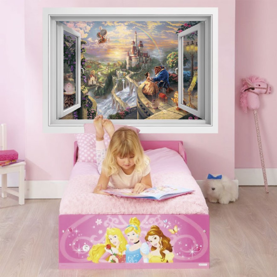 Vinilos disney ventana 3d la bella y la bestia
