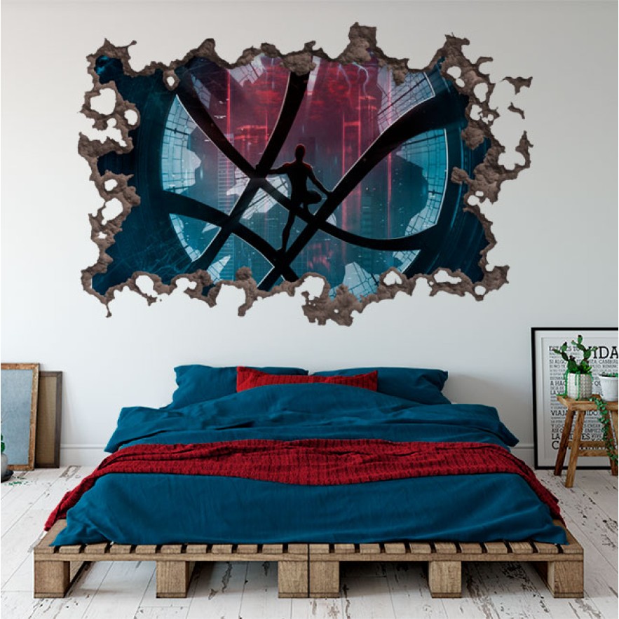 Vinilos y pegatinas efecto pared rota 3d spider man no way home