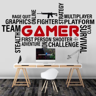Vinilos y pegatinas gamer tipográfico