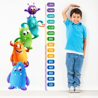 Vinilos decorativos medidor estatura monstruos infantiles (medida: 85 x 153 cm)