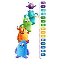 Vinilos decorativos medidor estatura monstruos infantiles (medida: 85 x 153 cm)