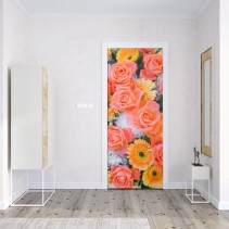 Vinilos decorativos puertas rosas y flores