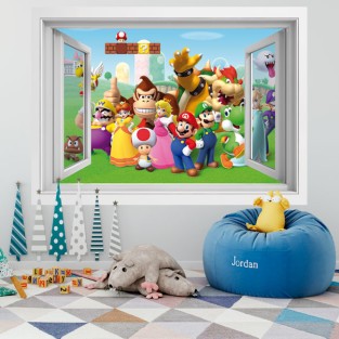 Ventana vinilos 3d super mario bros