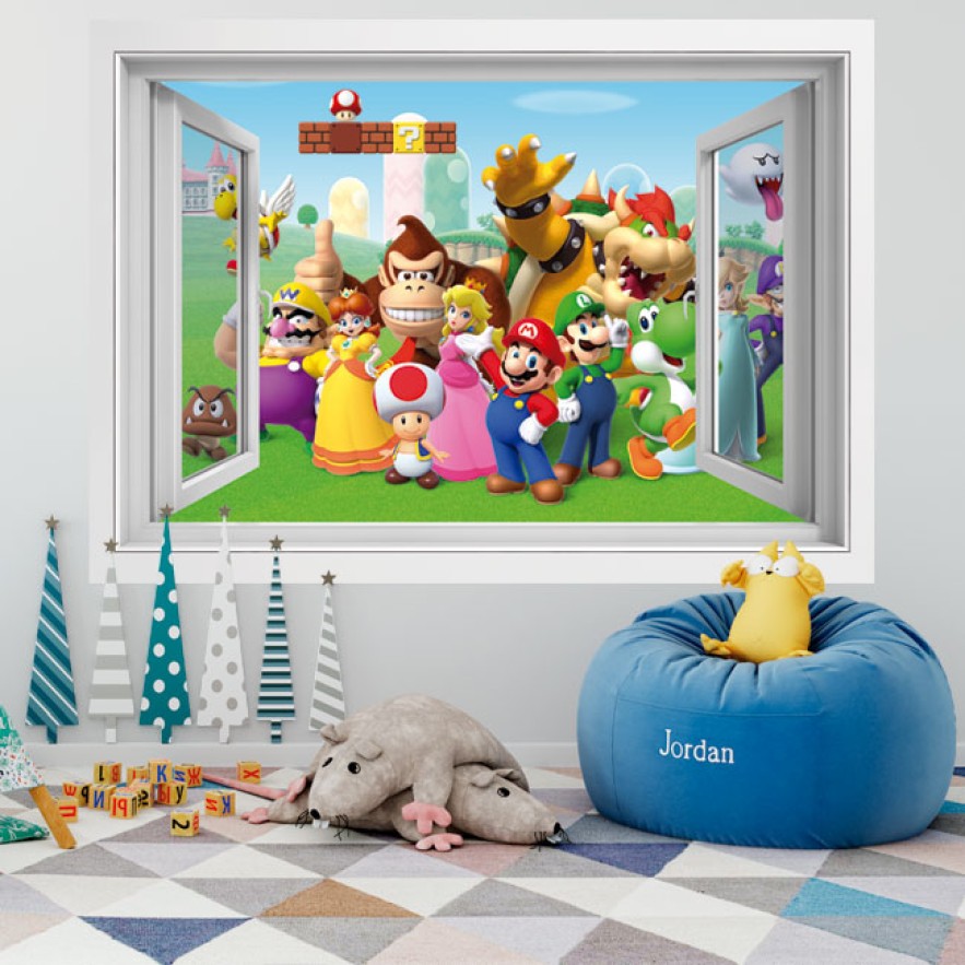 Ventana vinilos 3d super mario bros