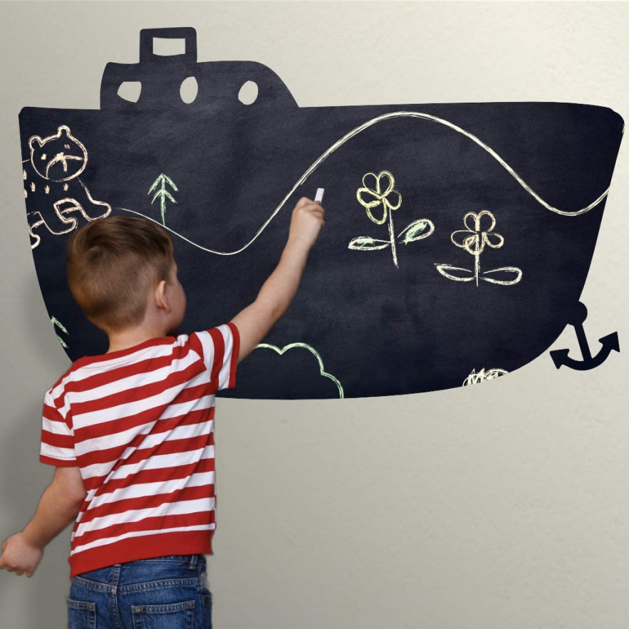 Vinilo infantil pizarra barco