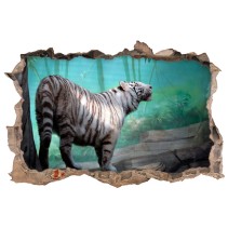 Vinilos agujero 3d tigre blanco