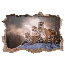 Vinilo agujero 3d de tigres de bengala