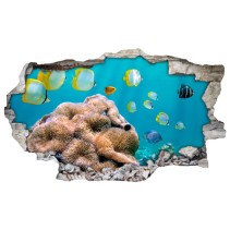 Vinilo agujero 3d peces en el mar