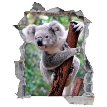 Vinilo agujero 3d koala en árbol
