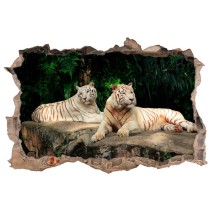 Vinilo agujero 3d  tigre blanco