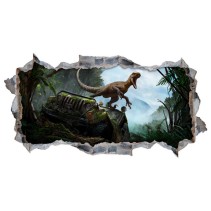 Vinilo decorativo agujero 3d dinosaurio jurassic park