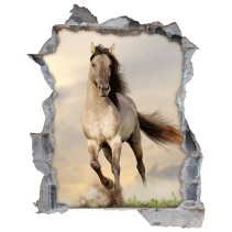Vinilo agujero pared 3d caballo
