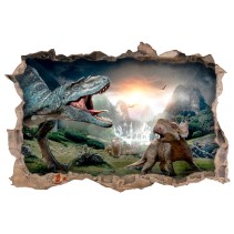 Pegatina vinilo agujero 3d dinosaurio jurassic park