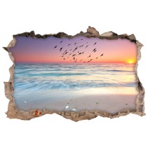 Vinilos agujero 3d amanecer en la playa