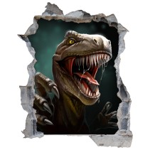 Vinilos agujero 3d ilustración tiranosaurio rex