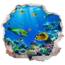 Vinilo agujero 3d peces bajo el agua