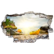 Vinilos agujero 3d kayaks al atardecer siberia lago baikal