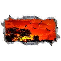 Vinilos decorativos agujero 3d atardecer en áfrica