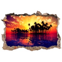 Vinilos agujero 3d atardecer colorido en la isla