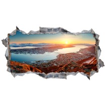 Vinilos agujero 3d panorámica atardecer noruega