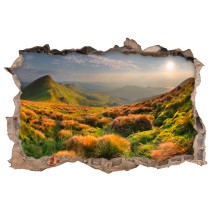 Vinilos agujero 3d montaña al atardecer