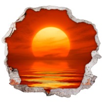 Vinilo agujero 3d puesta de sol en el mar