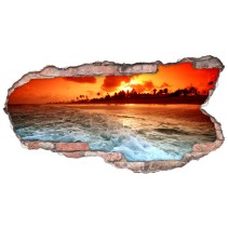 Vinilo agujero 3d playa al atardecer