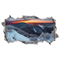 Vinilo decorativo agujero 3d amanecer en las montañas