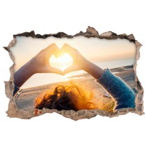 Vinilo agujero 3d corazón al atardecer
