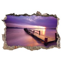 Vinilo agujero 3d muelle al atardecer