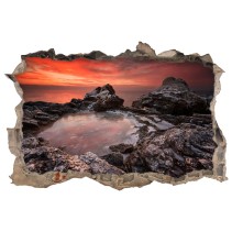 Vinilo agujero 3d atardecer rocky beach bulgaria