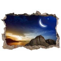 Vinilo agujero 3d atardecer mágico con luna