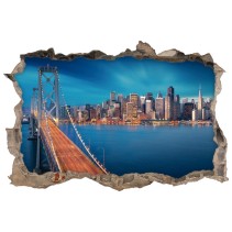 Vinilo agujero 3d puente de la bahía san francisco