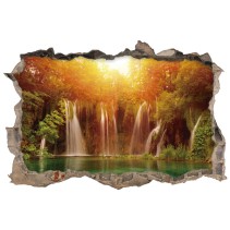 Vinilos agujero 3d cascadas al atardecer