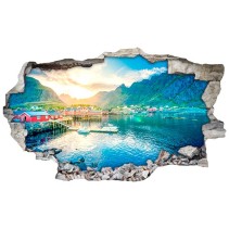 Vinilo agujero 3d atardecer noruega