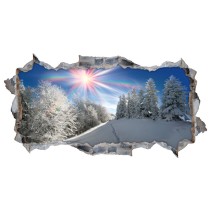Vinilos agujeros 3d montañas nevadas rayos de sol