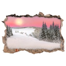 Vinilos agujero pared 3d montañas nevadas
