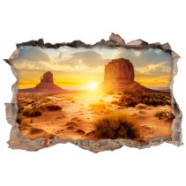 Vinilos agujero 3d atardecer en el desierto