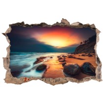 Vinilos agujeros 3d amanecer en la playa